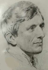 John Henry Newman im Jahre 1824 Zeichnung in der Kirche von Over Worton